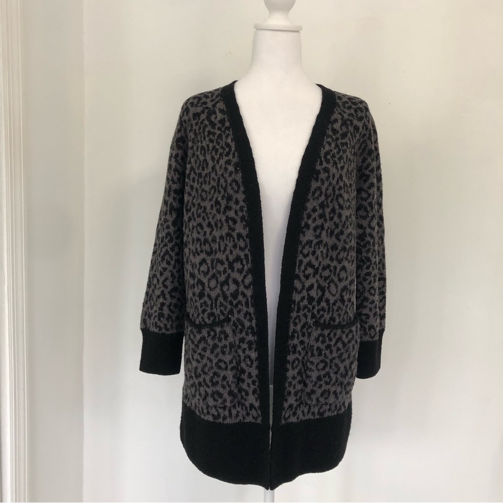 LUCKY BRAND Women Animal Print 3/4 Sleeve  Cardigan Knit Sweater Sz M